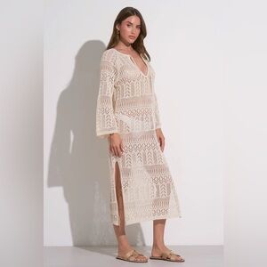 Elan
Long Sleeve Crotchet Knit Kaftan Swim Cover-Up, Medium